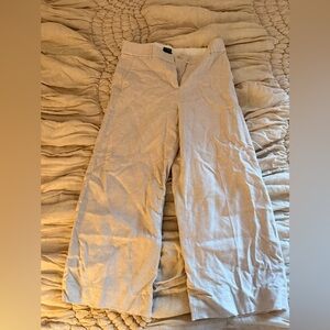 J. Crew Sz 8 Cropped Khaki / Cream Linen Pants